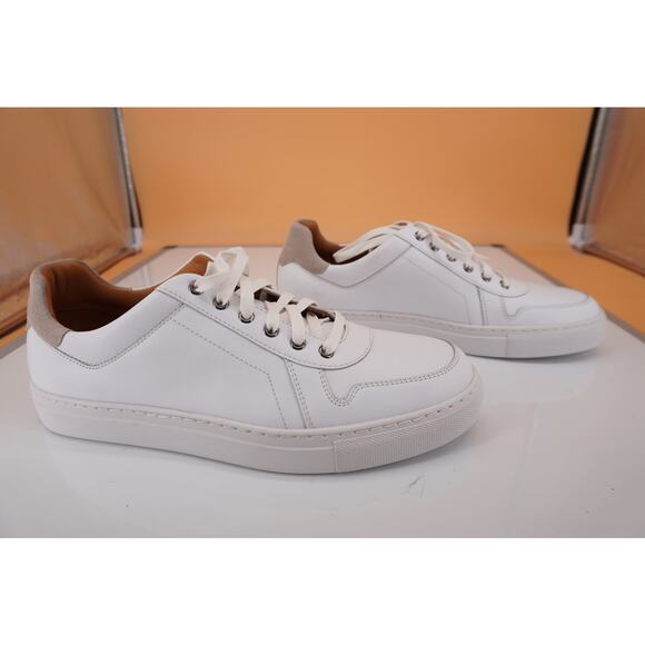 Magnanni Bobbie Ivory White Leather Low Top Sneaker SZ 8 New Lace Up Burnished - Picture 9 of 12